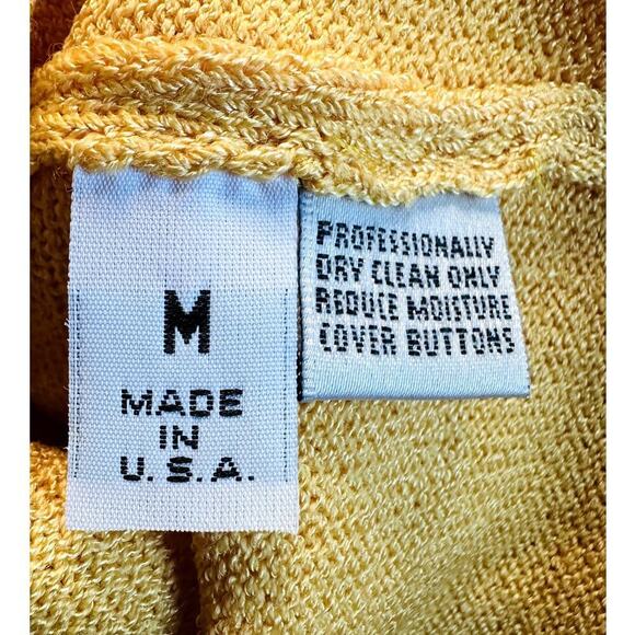 Vintage St John Collection Marie Gray Yellow Navy Sailboat Cardigan Sweater M - Picture 6 of 6